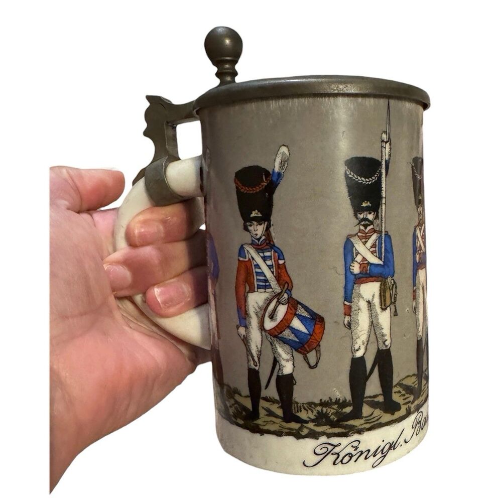 Lidded Stein "Royal Bavarian Infantry" Western Germany c: 1949-90